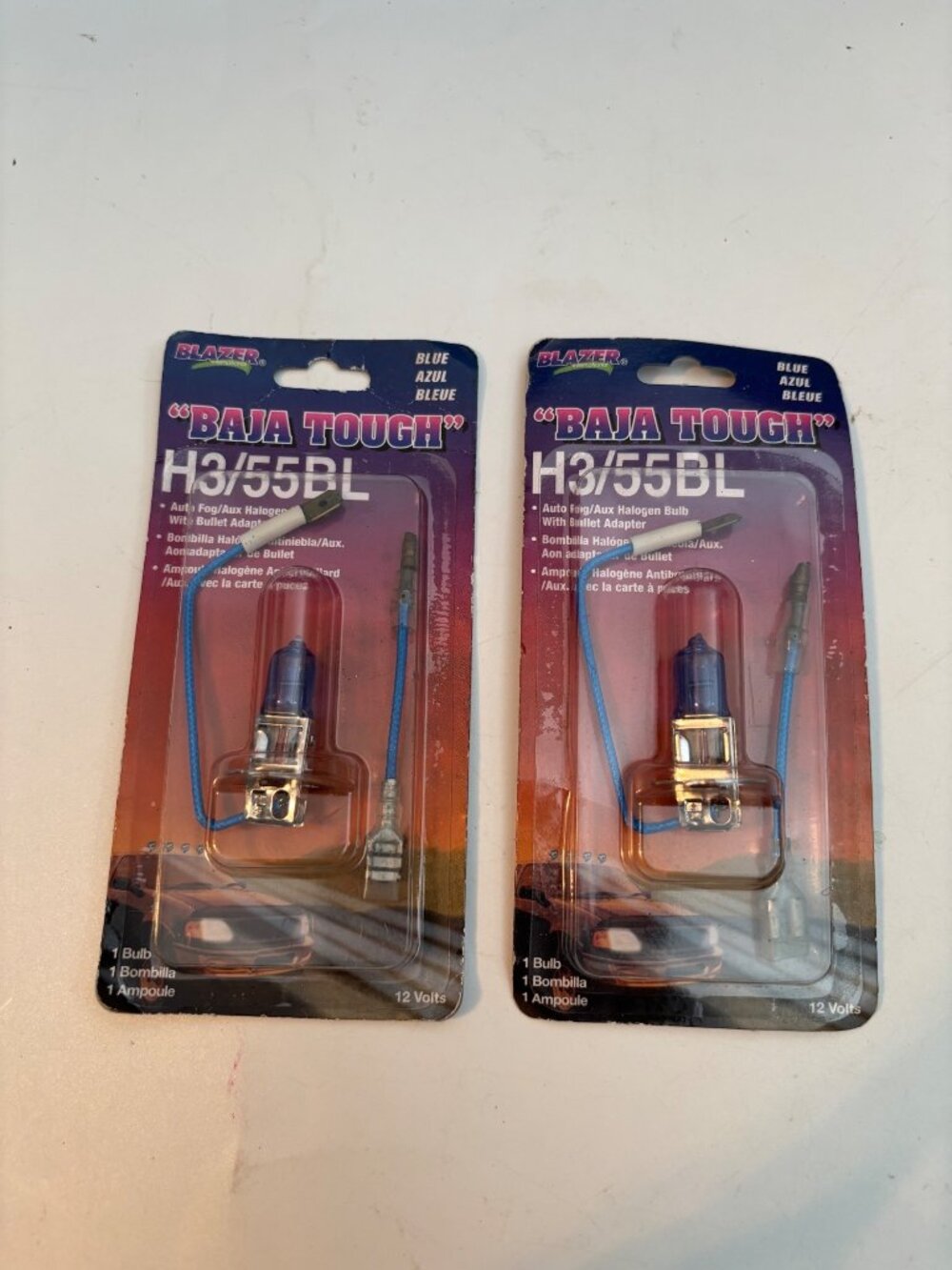 2 Blazer Baja Tough H3/55BL Auto Fog & Aux Halogen Bulb Blue 12V With Bullet Ada